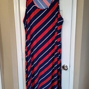 Chesley Navy and Red Striped Maxi Dress